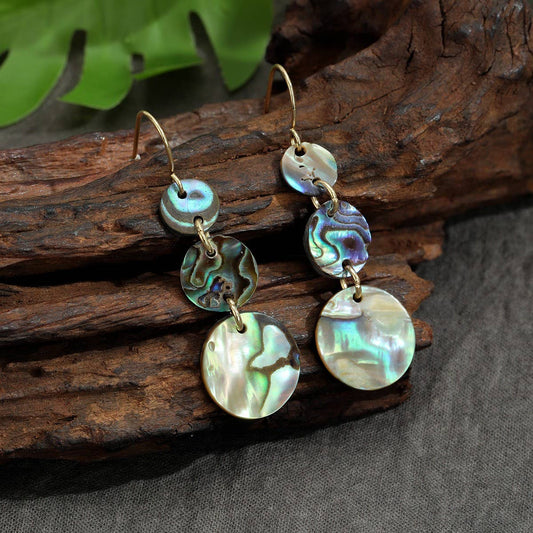 HIGH-QUALITY NATURAL ABALONE PENDANT EARRINGS