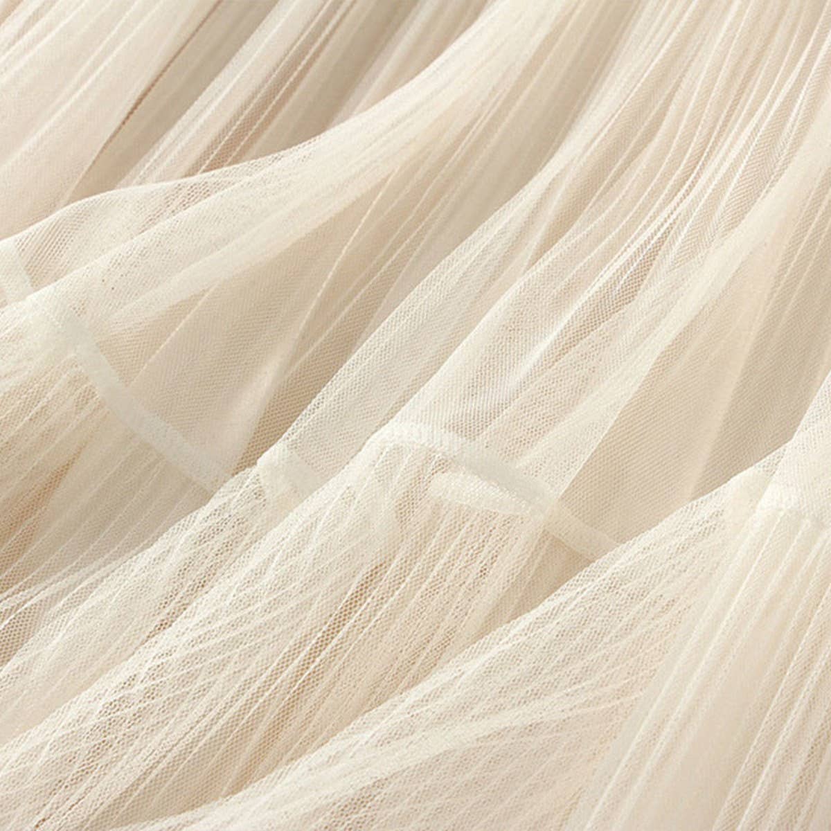 High-Waist Lace Midi Skirt with Cake Layer Design