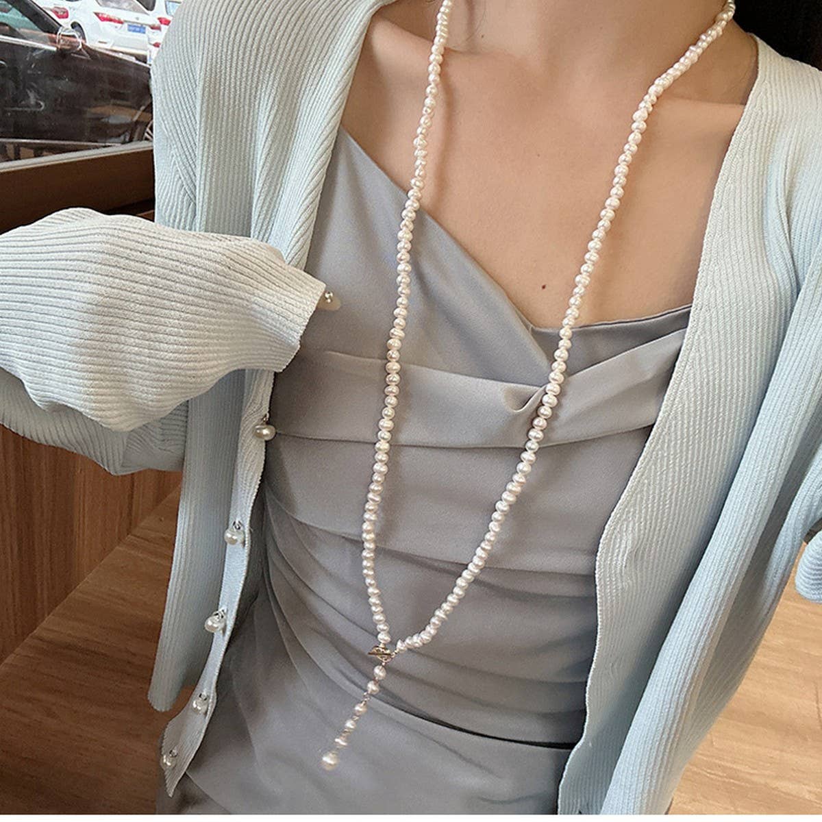 HIGH-GRADE FRESHWATER PEARL SWEATER NECKLACE