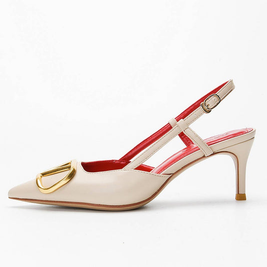 V BUCKLE POINTED THIN HEEL SANDALS HIGH HEELS