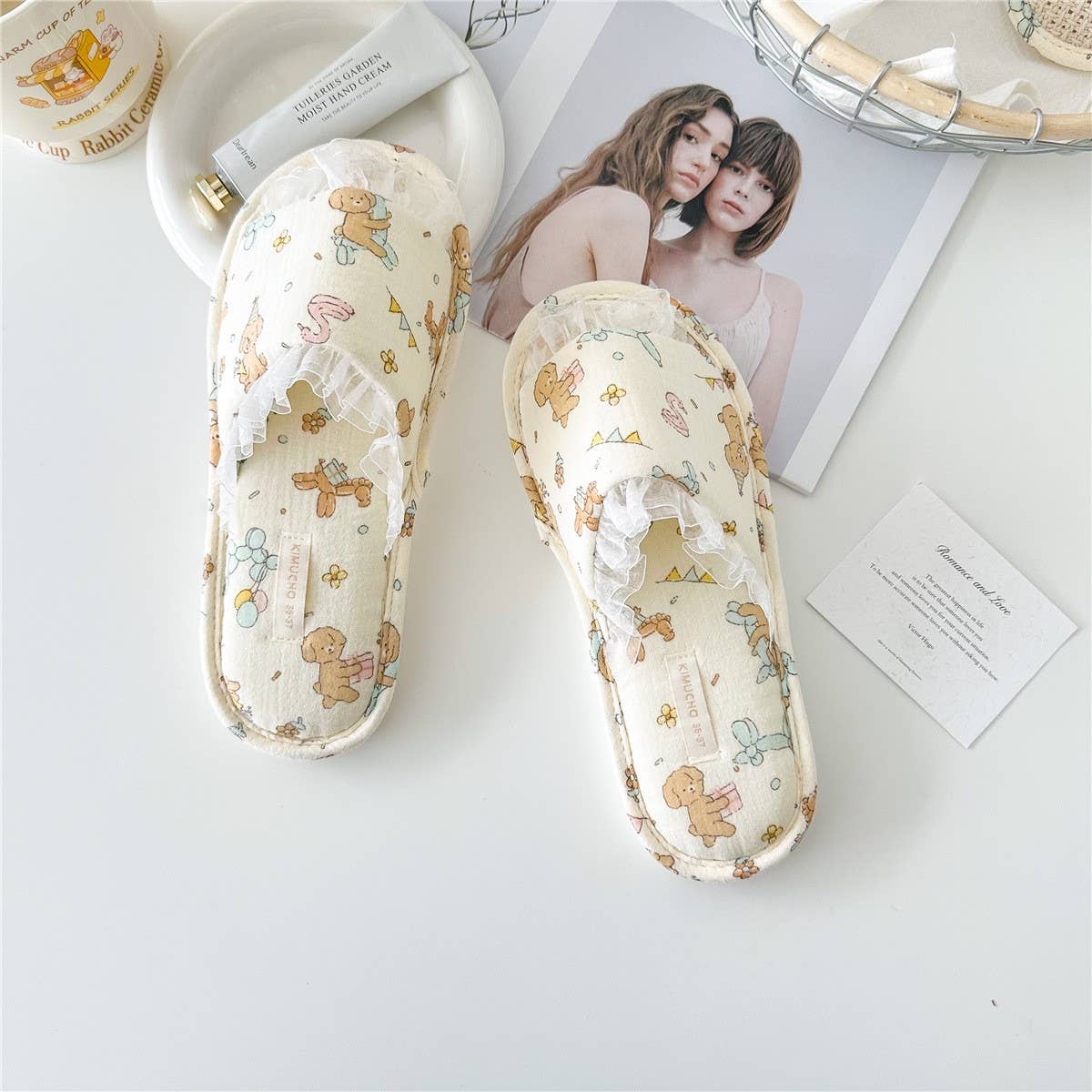 WOMEN'S LINEN BOTTOM NON-SLIP HOME SLIPPERS