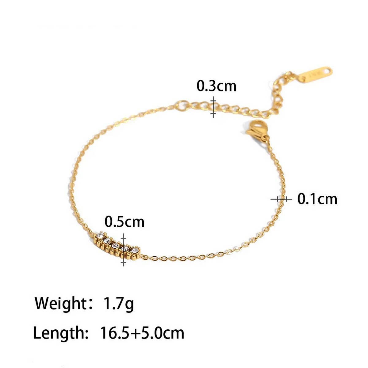Zircon & Pearl Chain Bracelet in Stainless Steel_CWAJE4658