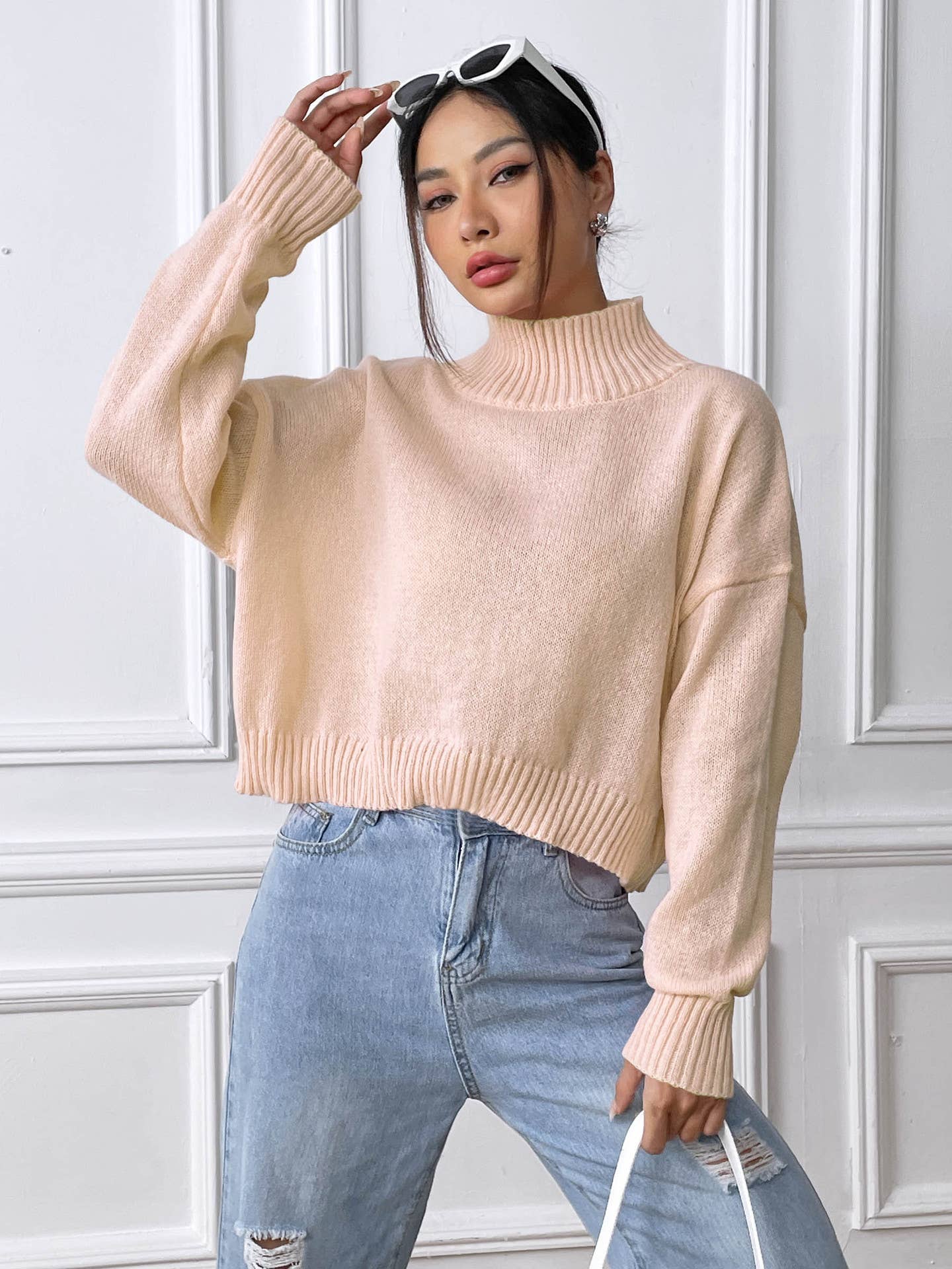 TURTLENECK SWEATER SOLID COLOR LOOSE CASUAL BASE