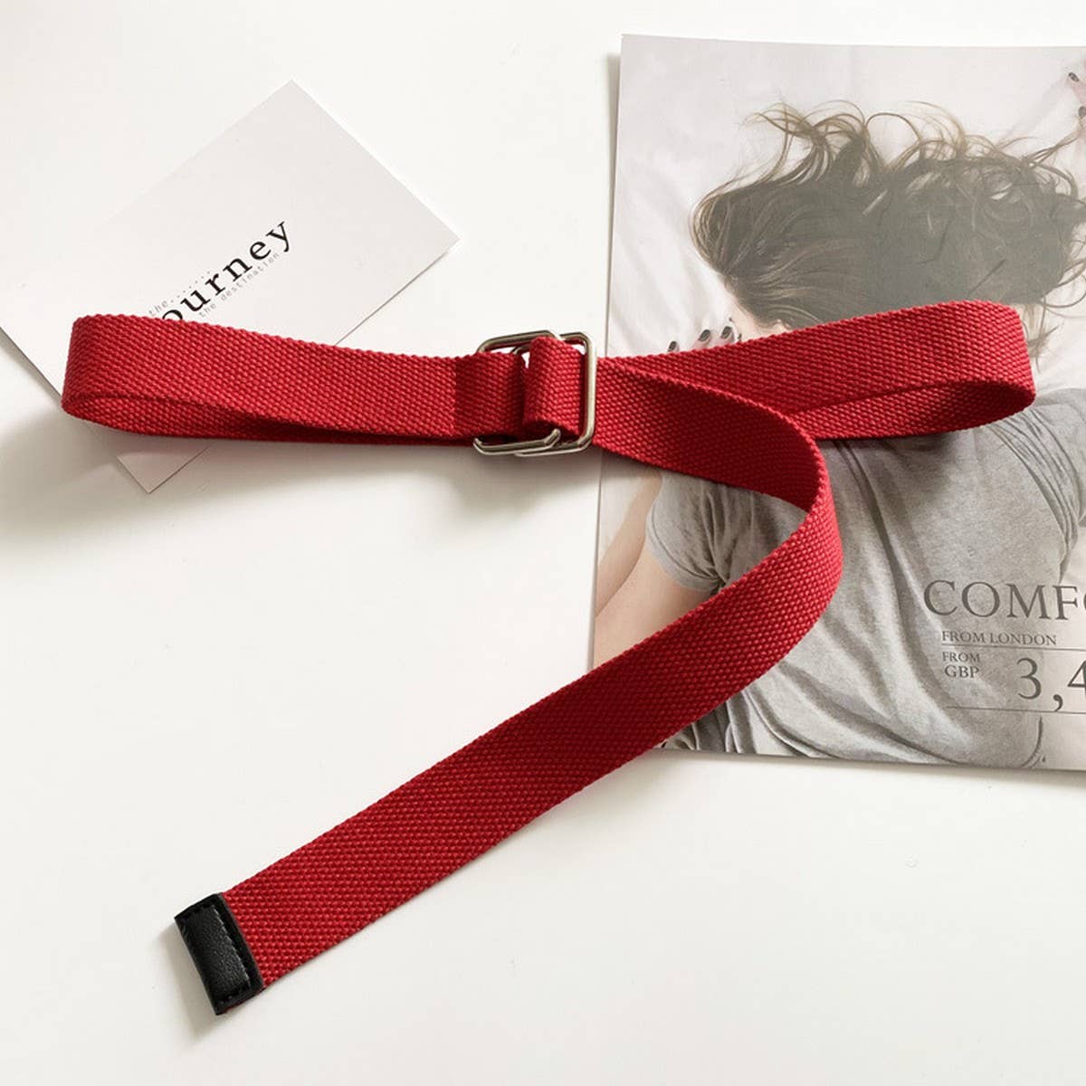 CANVAS SIMPLE DOUBLE BUCKLE DECORATIVE BELT_CWABE0661