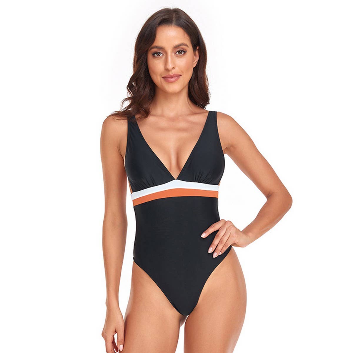 SEXY V-NECK ADJUSTABLE LACE-UP ONE-PIECE SWIMSUIT