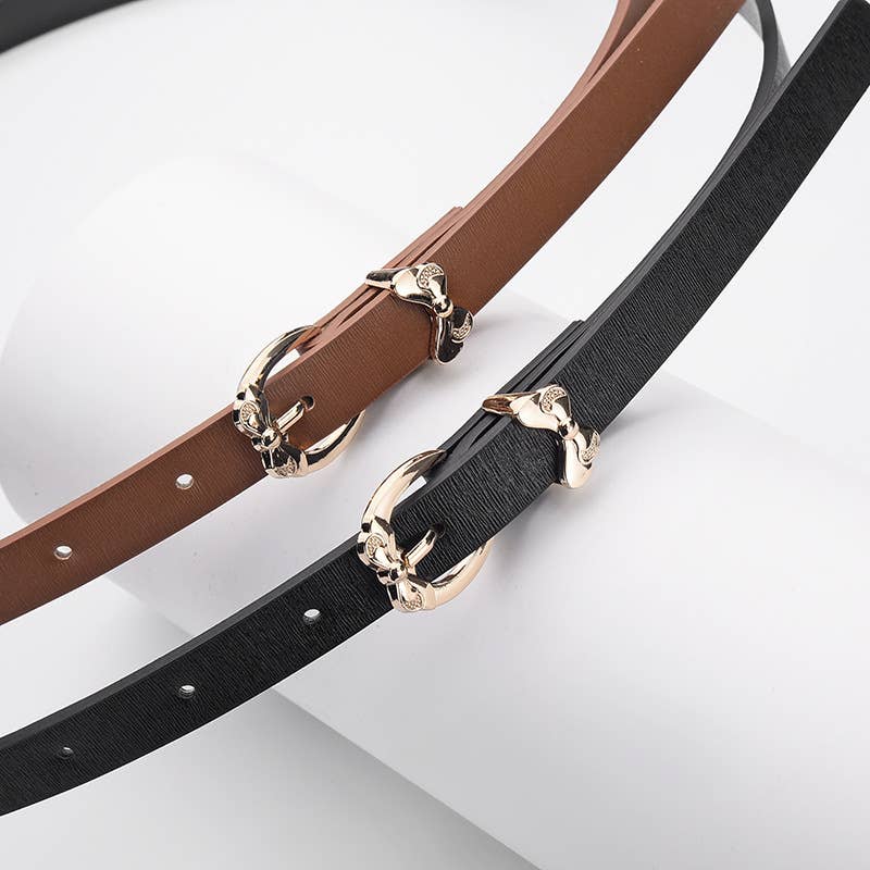 Butterfly pin buckle imitation leather belt