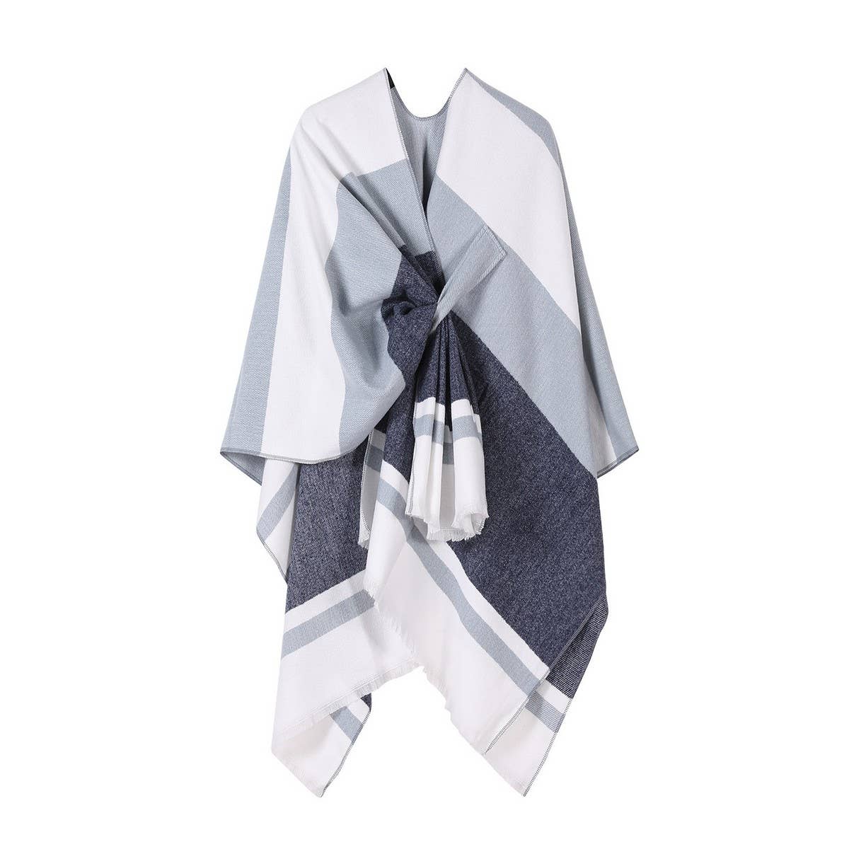 FAUX CASHMERE SHAWL ALL-MATCH CLOAK WITH TIES