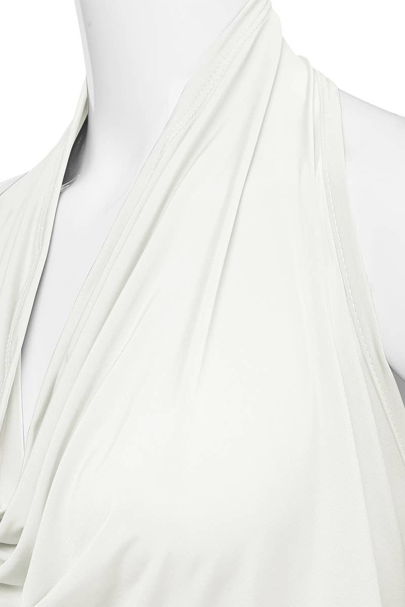 AWTHT028_Halter Neck Draped Front Open Back Top