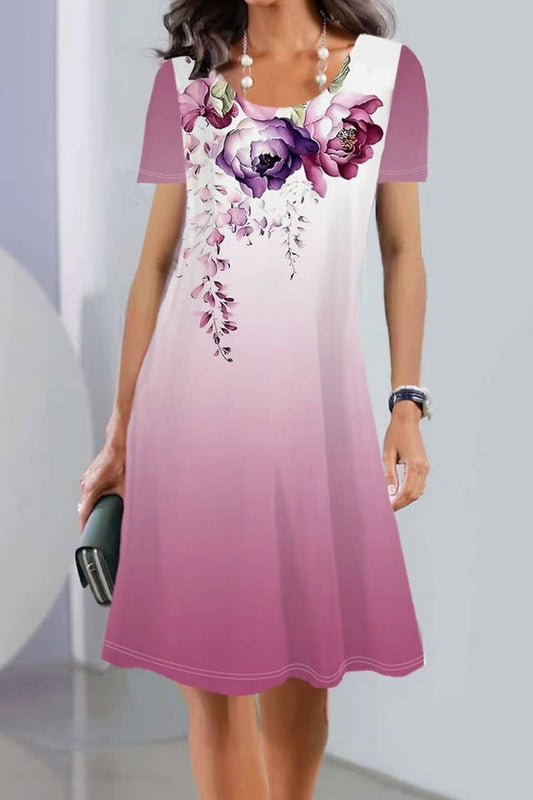 CWDSD7394_PRINTED CREW NECK SHORT SLEEVE MIDI DRESS