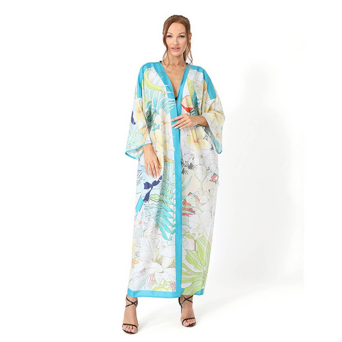 Boho Print Kimono Beach Cover-Up Cardigan_CWMM6309