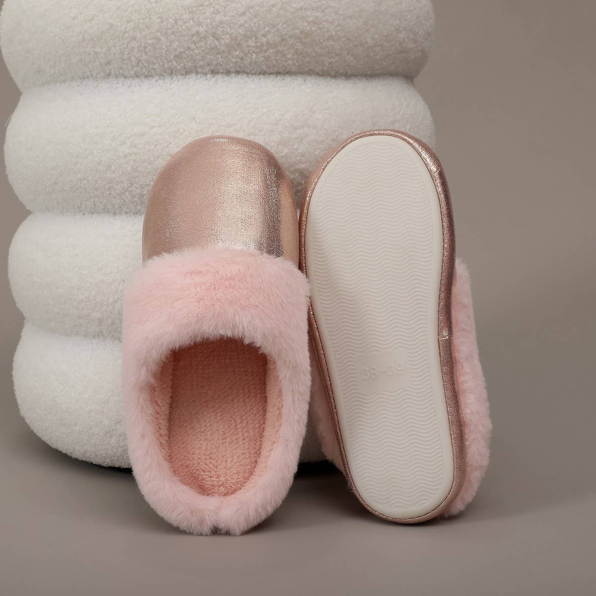 Faux Fur Winter Slippers Warm Indoor Shoes_CWSHF00223