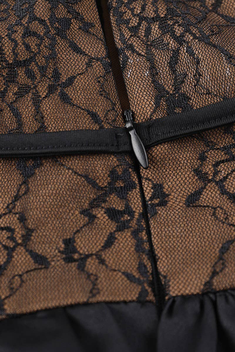 CWDSD6715_LONG SLEEVE LACE TIE A-LINE DRESS