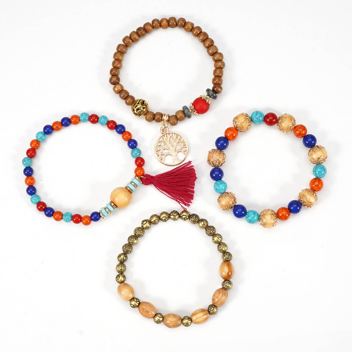 ROSE HANDMADE WOODEN BEAD BRACELET