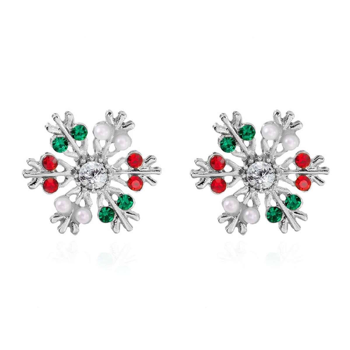 CWAJE2501_CHRISTMAS DIAMOND COLORED SNOWFLAKE EARRINGS