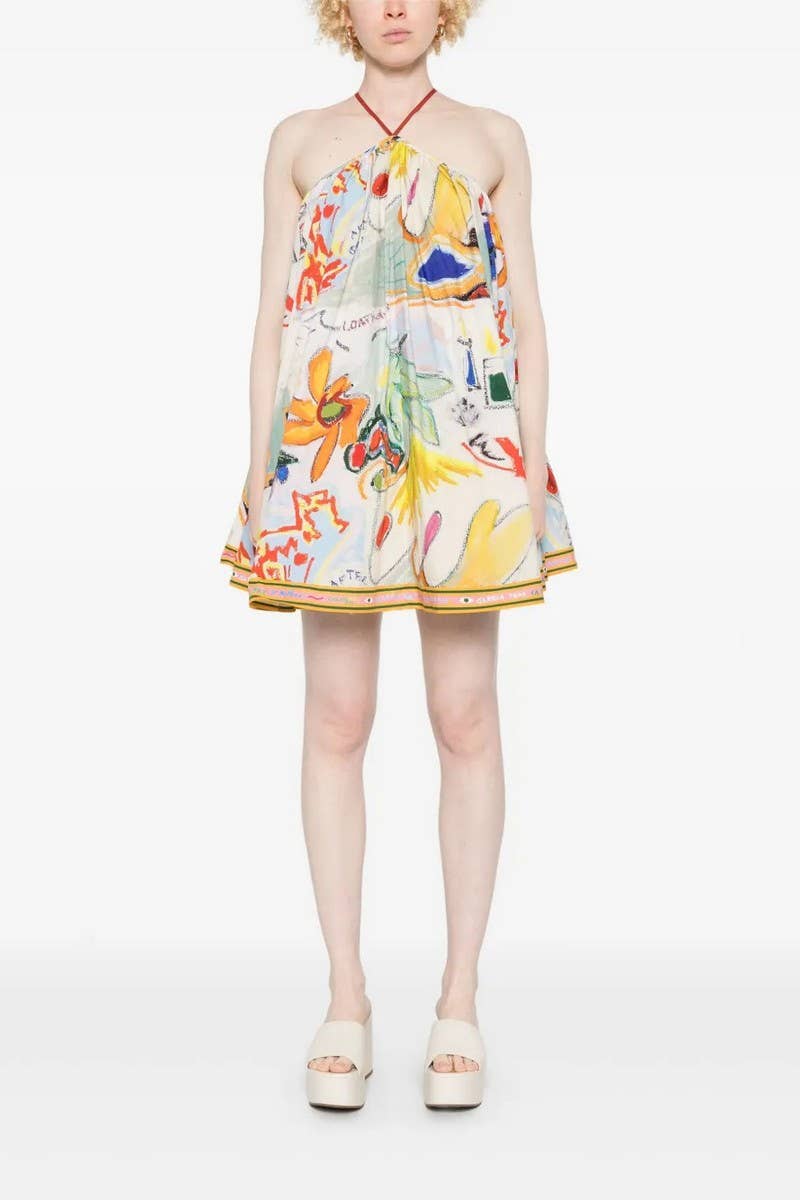 CWDMD5744_TEMPERAMENT LOOSE HALTER NECK BACKLESS DRESS