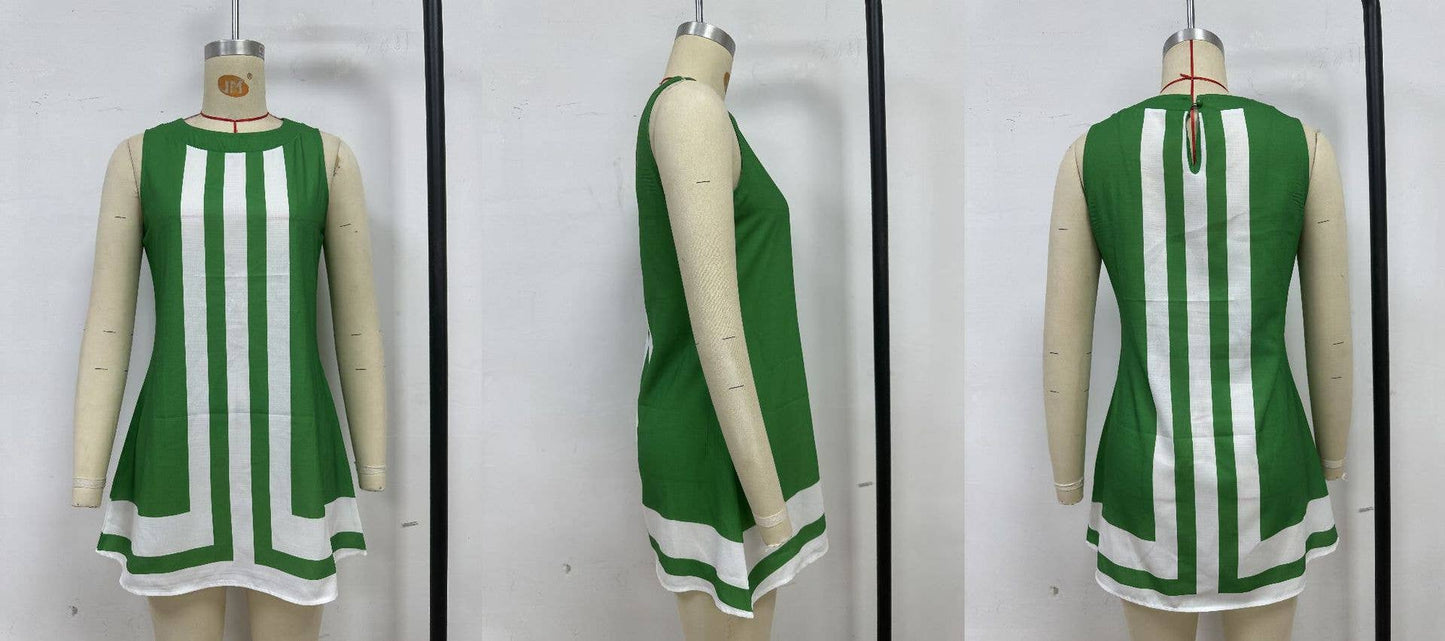 Vacation-style sleeveless loose casual dress