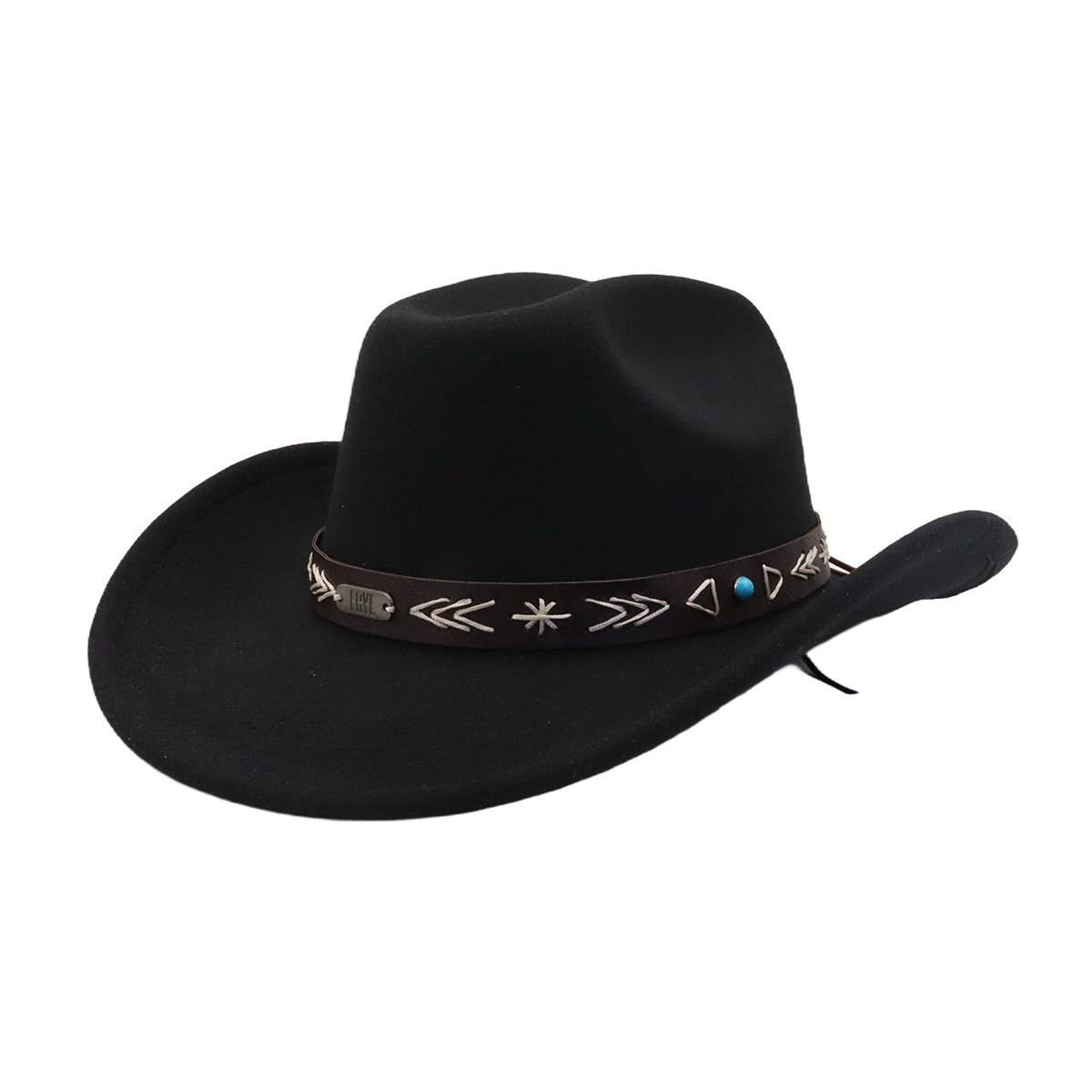 Men & Women Wool Cowboy Fedora Hat Ethnic Style_CWAH04498
