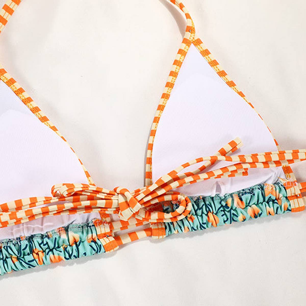 CONTRAST PRINT STRAPPY BIKINI SWIMSUIT