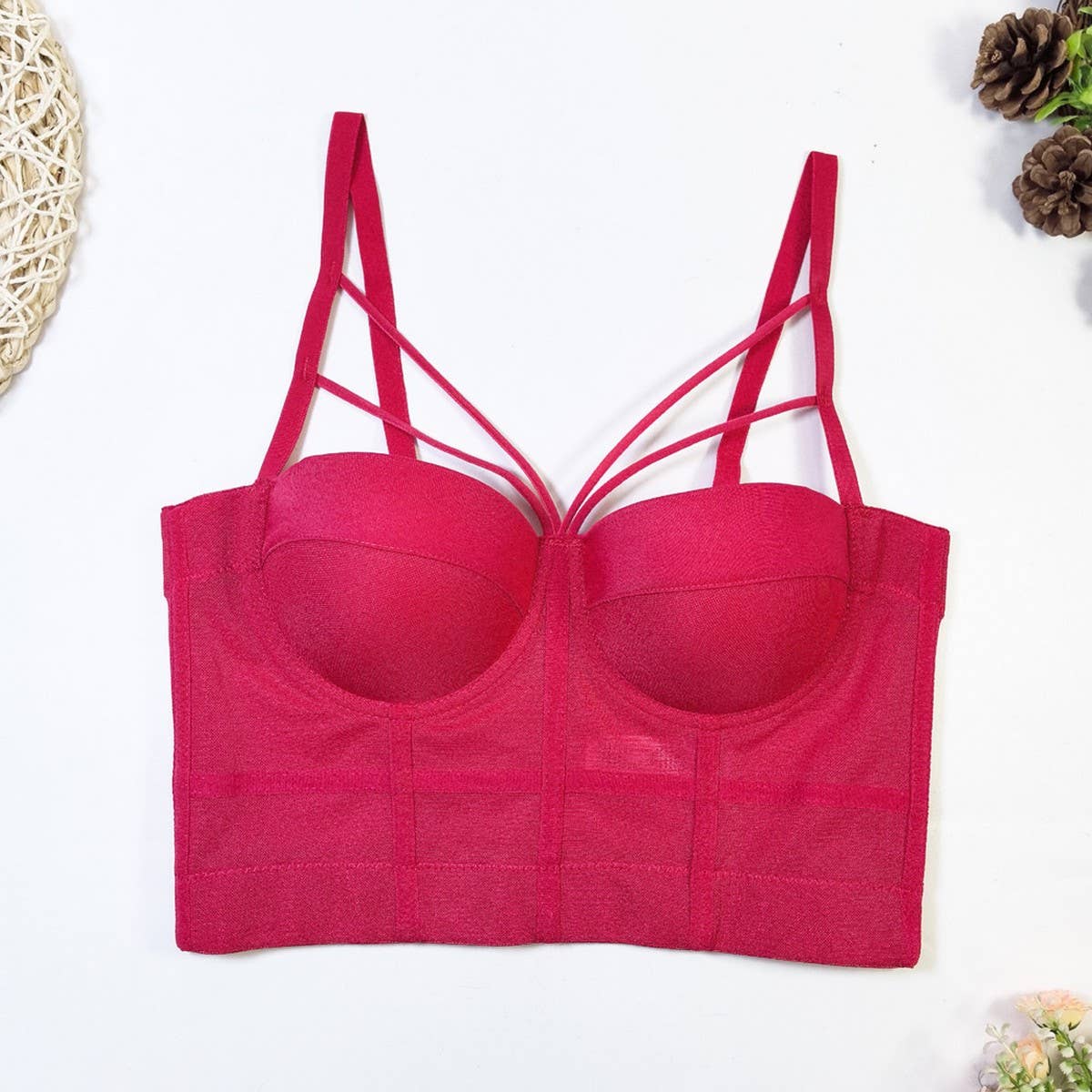 SEAMLESS NO CUP MESH SLIM HERRINGBONE CORSET