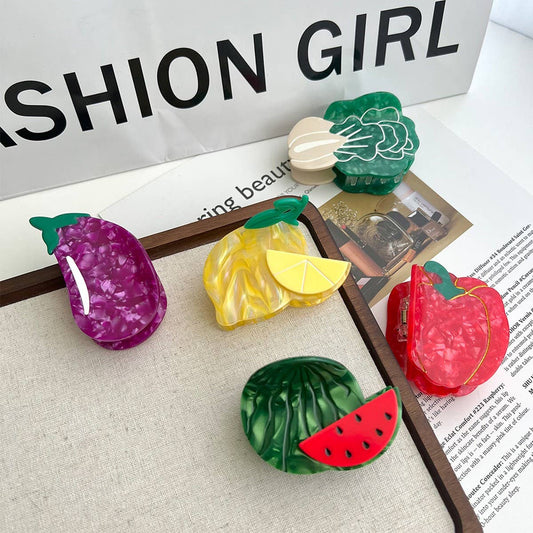Cute Veggie & Fruit Acetate Claw Clip ? Summer Fun