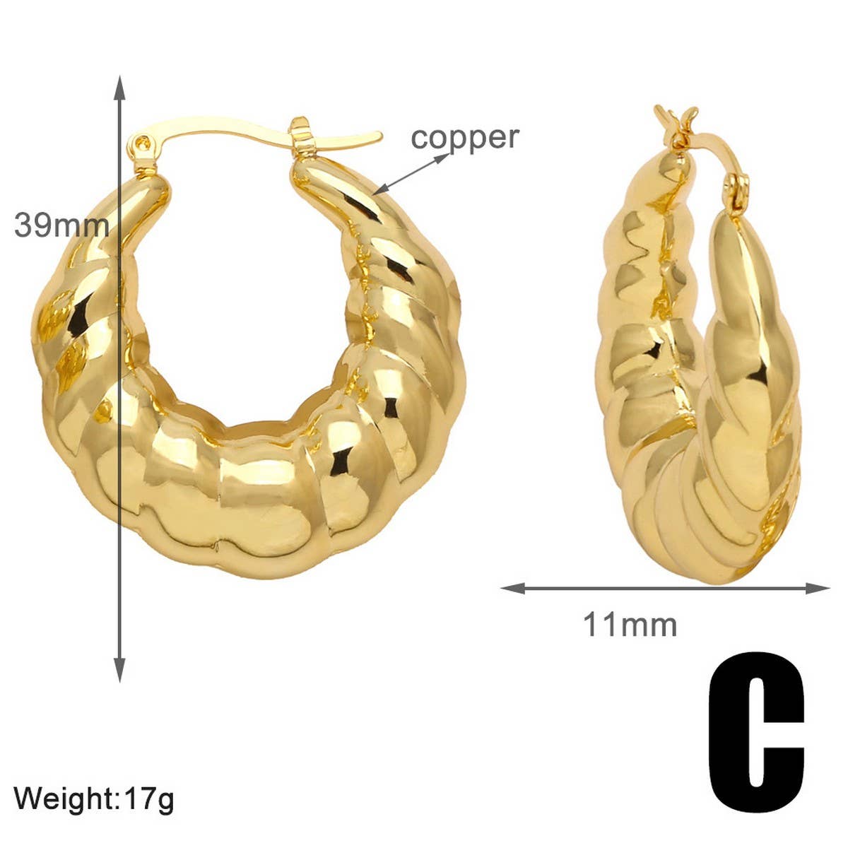 RETRO GOLD PLATED OX HORN EARRINGS_CWAJE1028