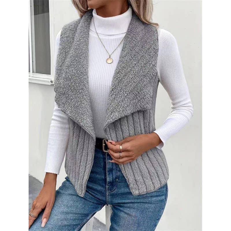 FASHION CASUAL SIMPLE SOLID COLOR SLEEVELESS VEST