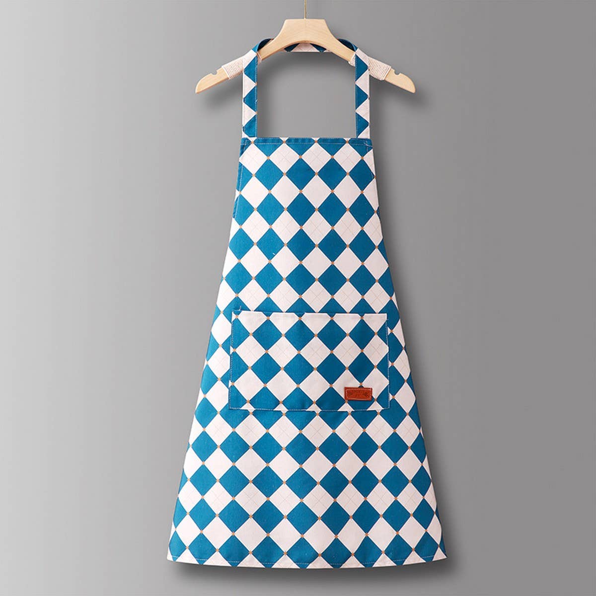 Checkered Cotton Long Sleeve Kitchen Work Apron _CWMM6693