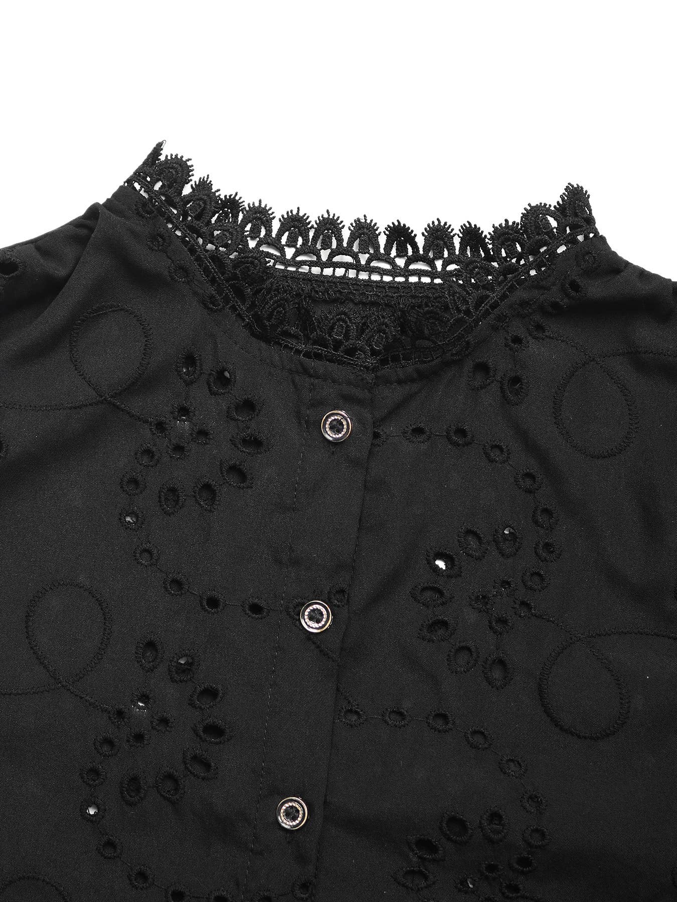 Solid-color,elegant and hollowed-out lace shirt
