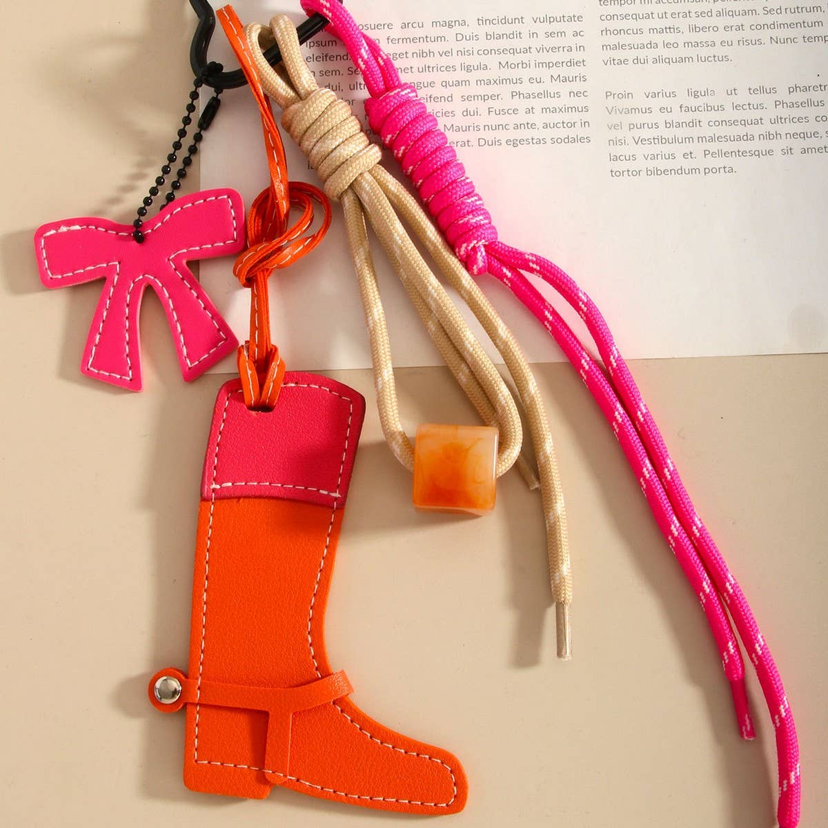 Western Horse Keychain with Beads & Bow