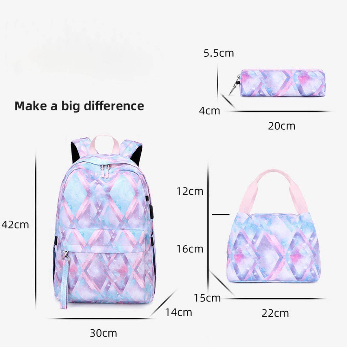 Backpacks for School, USB 3-Piece Set for Girls_CWAB5477