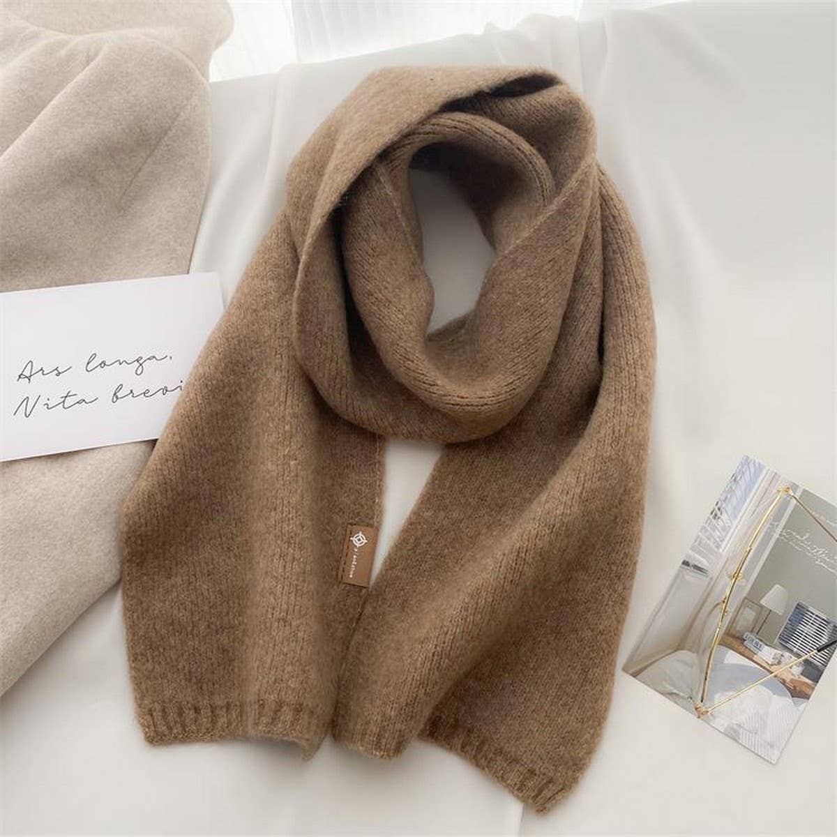 Soft Knit Neck Scarf - Faux Cashmere Winter Wrap_CWASC1260