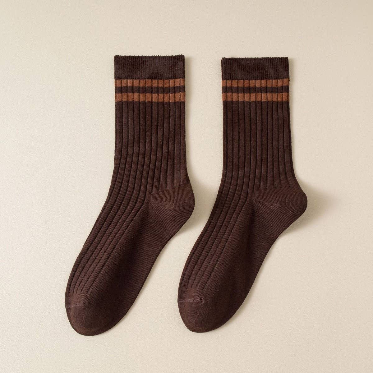 Classic Two Stripes Print Crew Socks for Womens