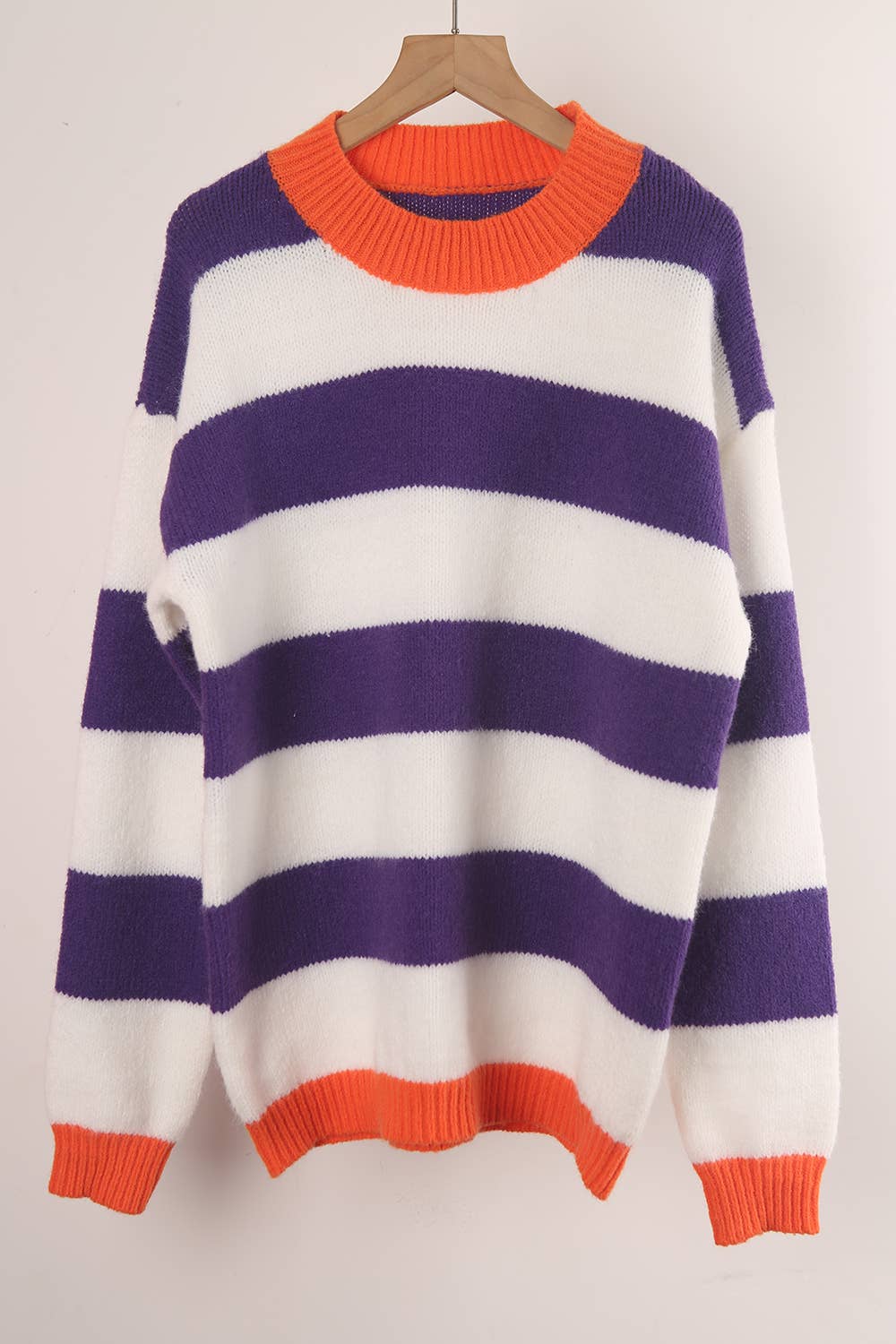 STRIPED PLUS-SIZE PATCHWORK SWEATER FOR WOMEN