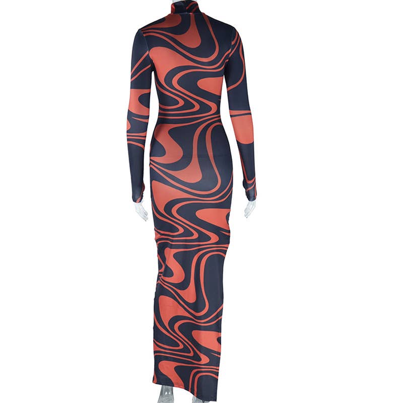 DRESS WITH HALF HIGH NECK AND LONG SLEEVES