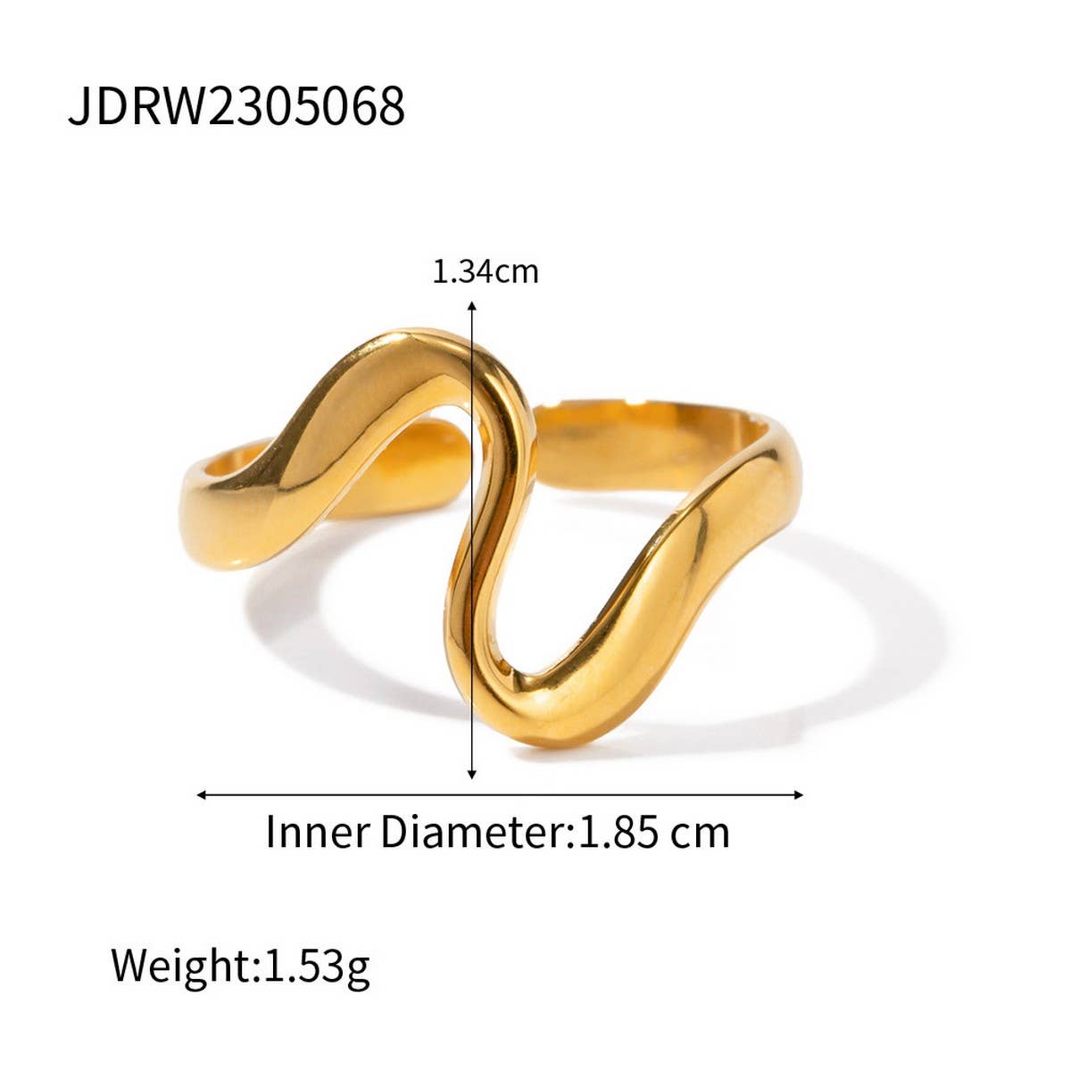 18K GOLD PLATE STAINLESS STEEL SNAKE OPEN RING_CWAJE1226
