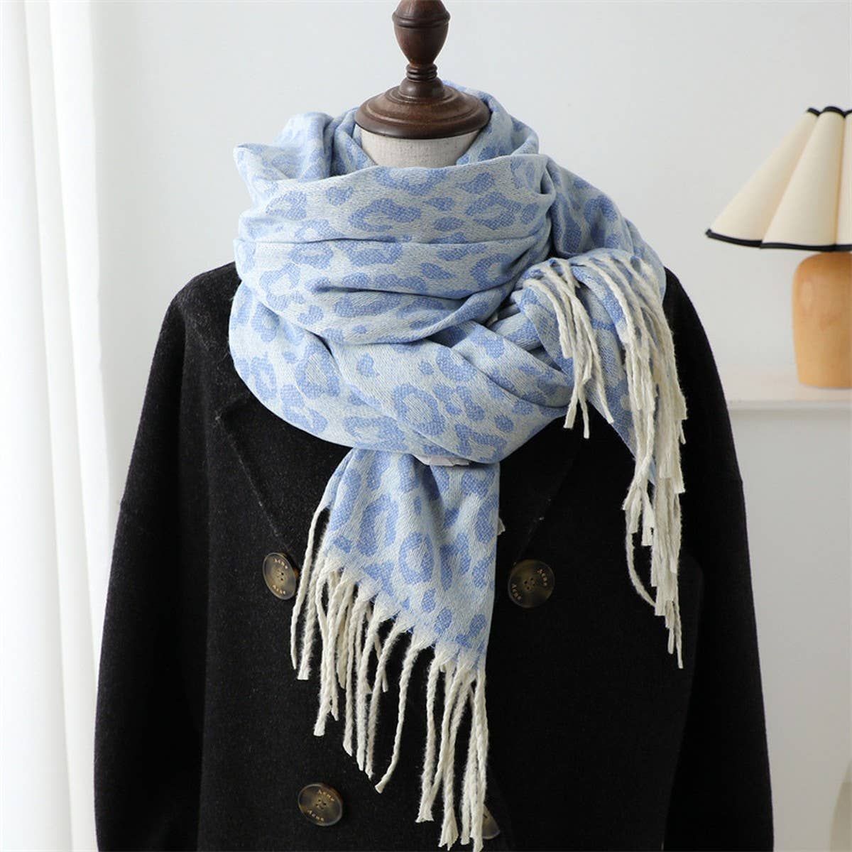 Leopard Jacquard Scarf ? Faux Cashmere Winter Wrap