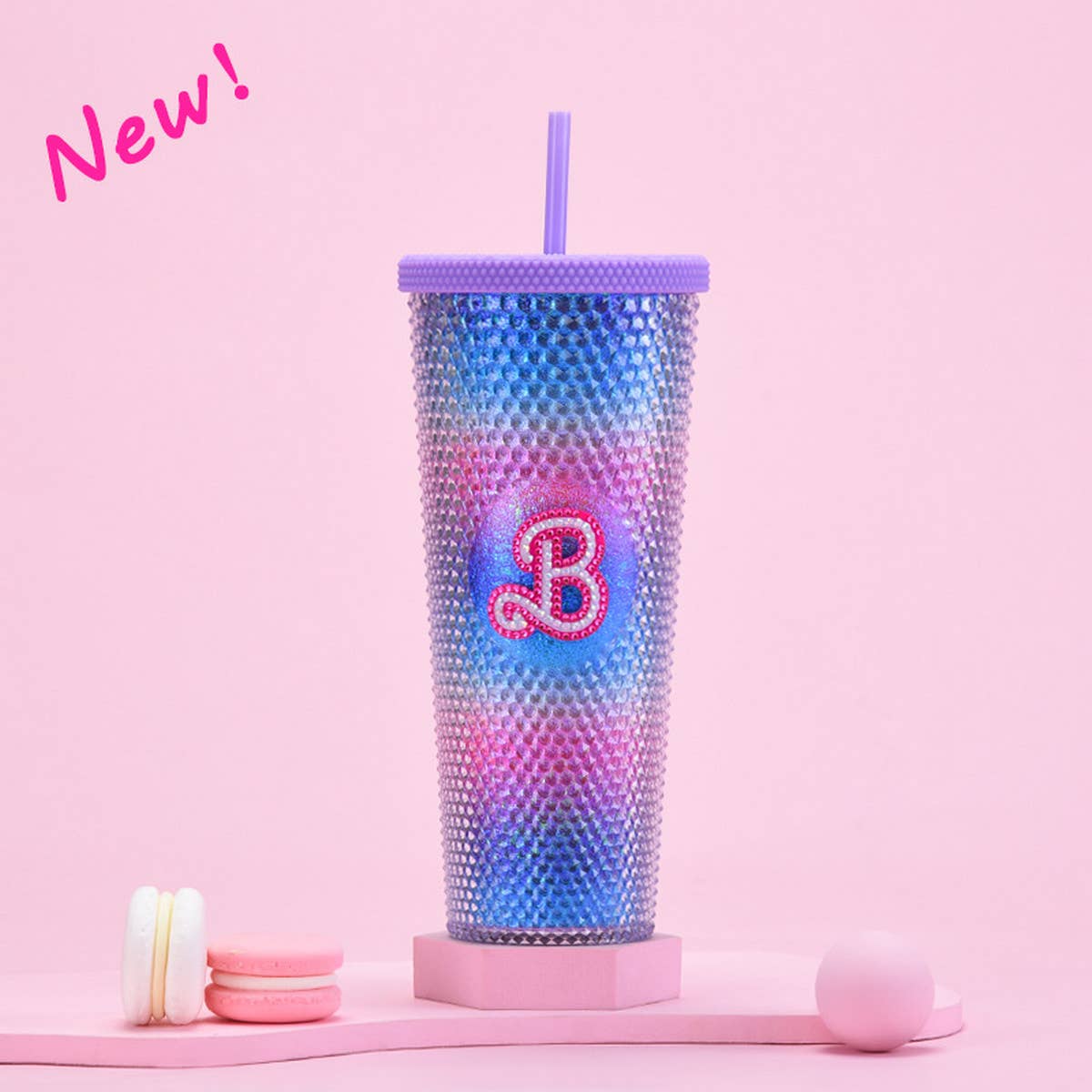 DOUBLE LAYER PORTABLE PLASTIC STRAW DIAMOND CUP