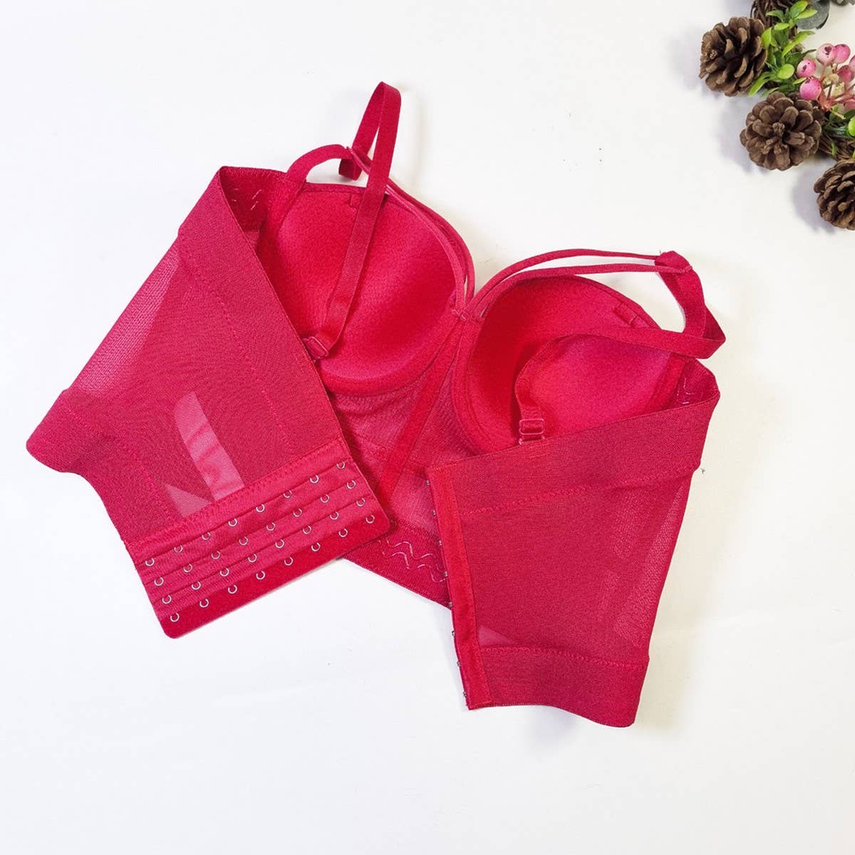 SEAMLESS NO CUP MESH SLIM HERRINGBONE CORSET