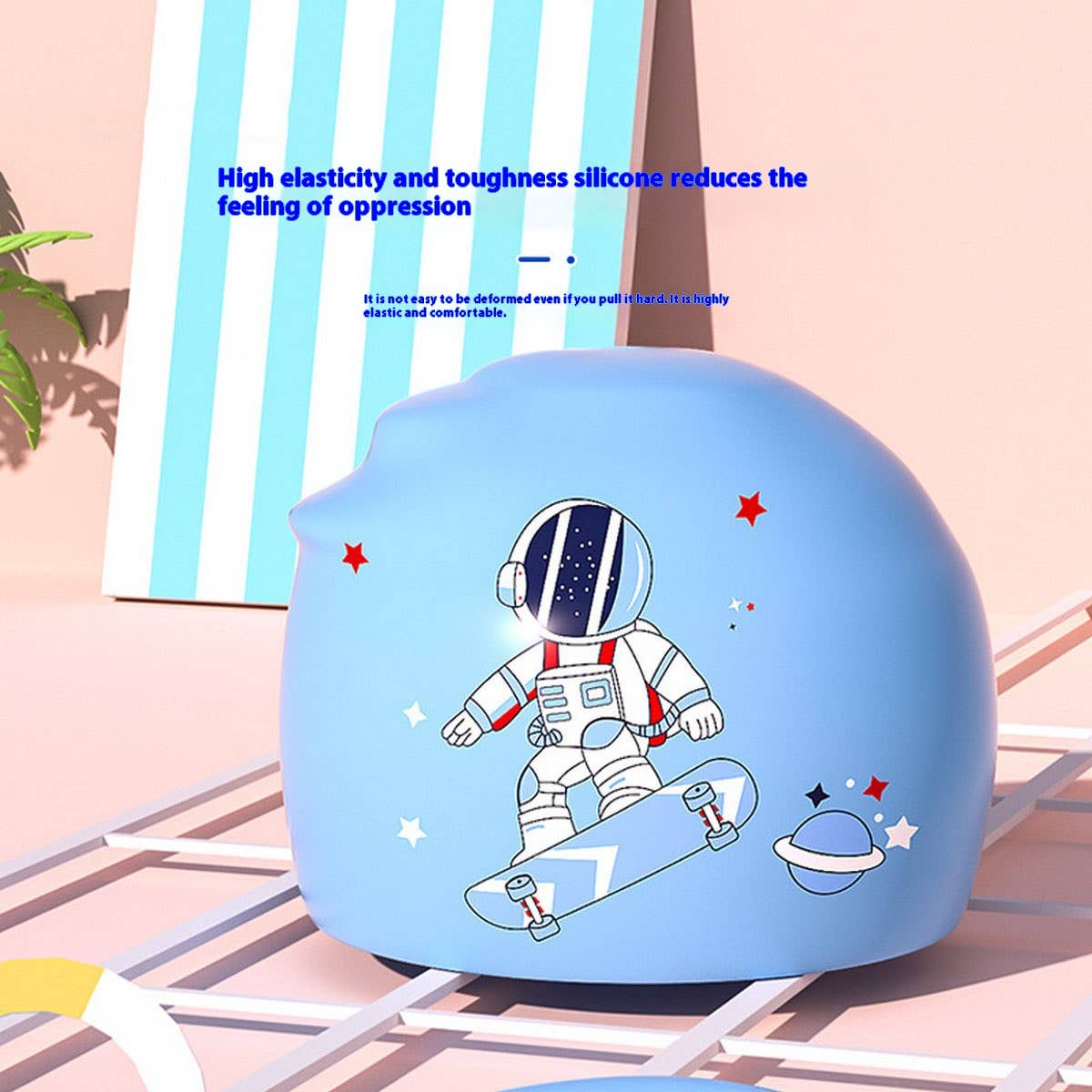 Boys' Silicone Swim Cap ??Astronaut Print_CWMM6783