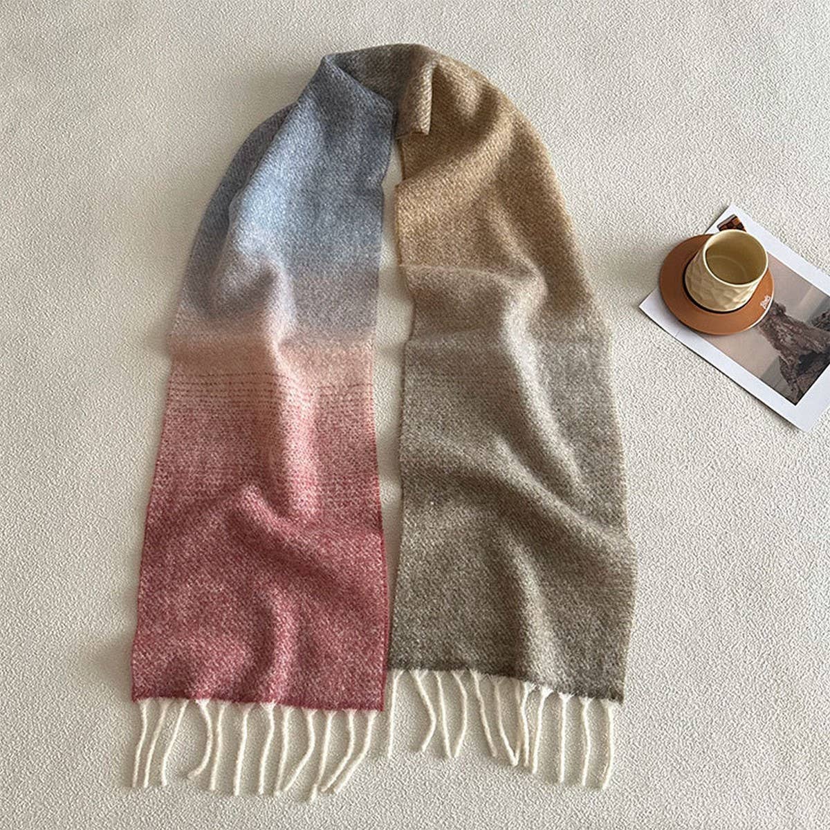 Gradient Wool Scarf ? Thick Soft Winter Wrap