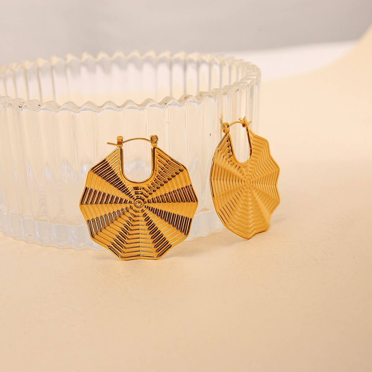 Titanium Steel Wave Mesh Bold Stud Earrings