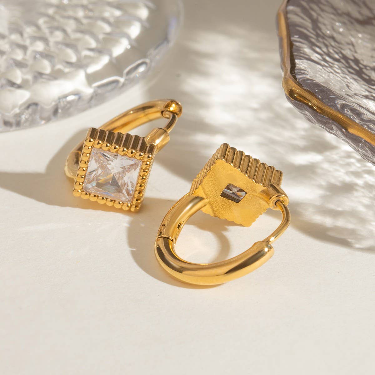 18K GOLD TITANIUM STEEL ZIRCON HIGH-END EARRINGS_CWASC1677