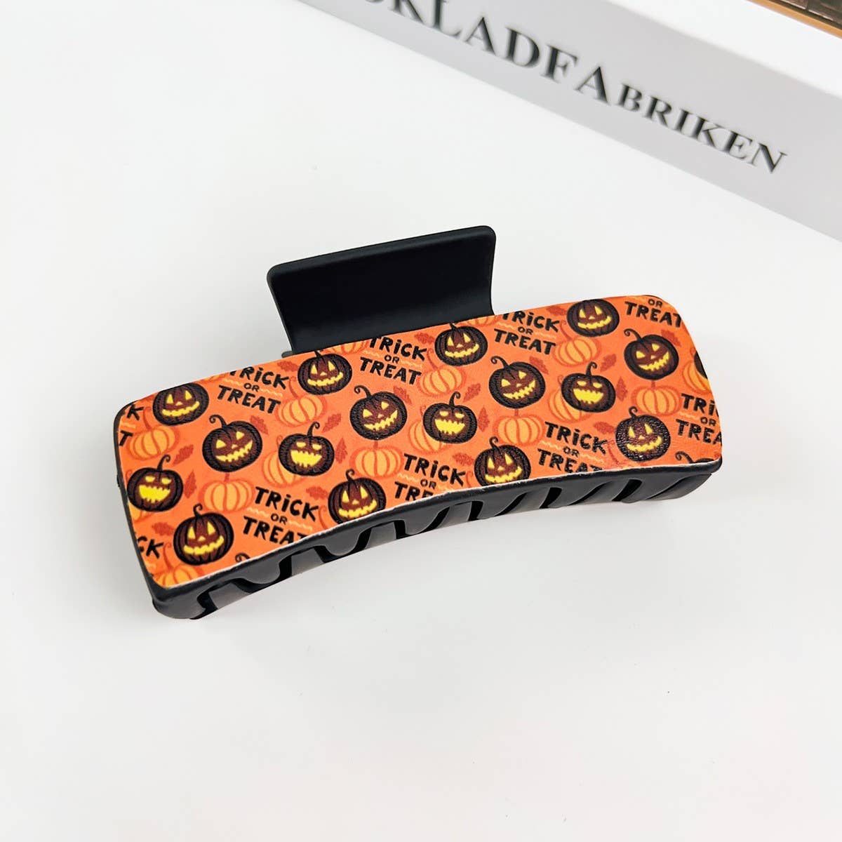 Gothic Halloween Claw Clip, Pumpkin & Ghost Design_CWAHA1443