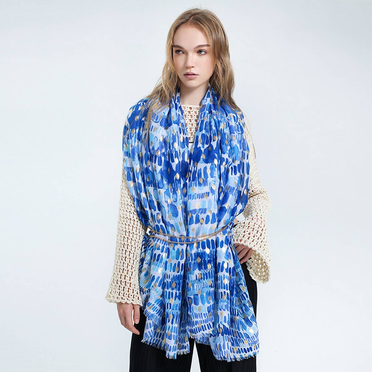 Floral Printed Satin Scarf - Elegant Beach Shawl