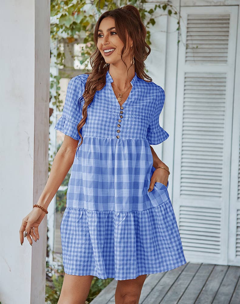 QUALITY PLAID PATCHWORK DRESS