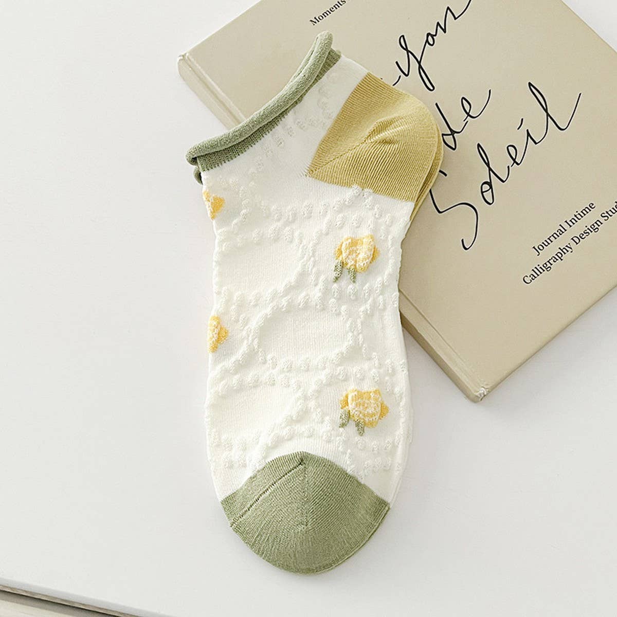 THIN HEM BOAT SOCKS PURE COTTON CRYSTAL SOCKS