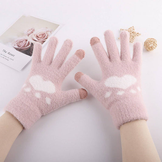 WINTER CUTE CAT CLAW PLUSH TOUCH SCREEN GLOVES_CWAG0231