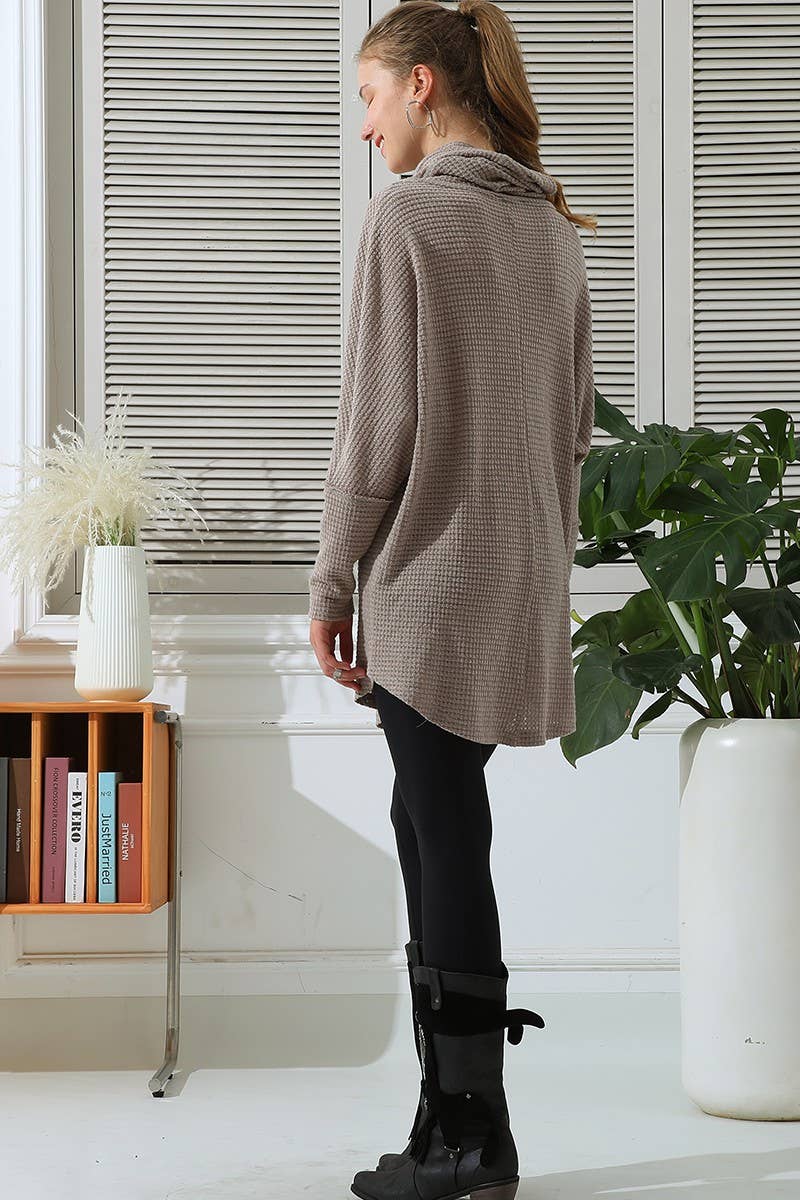 CWDSD10413_Cowl Neck A-Line Tunic Kint Top