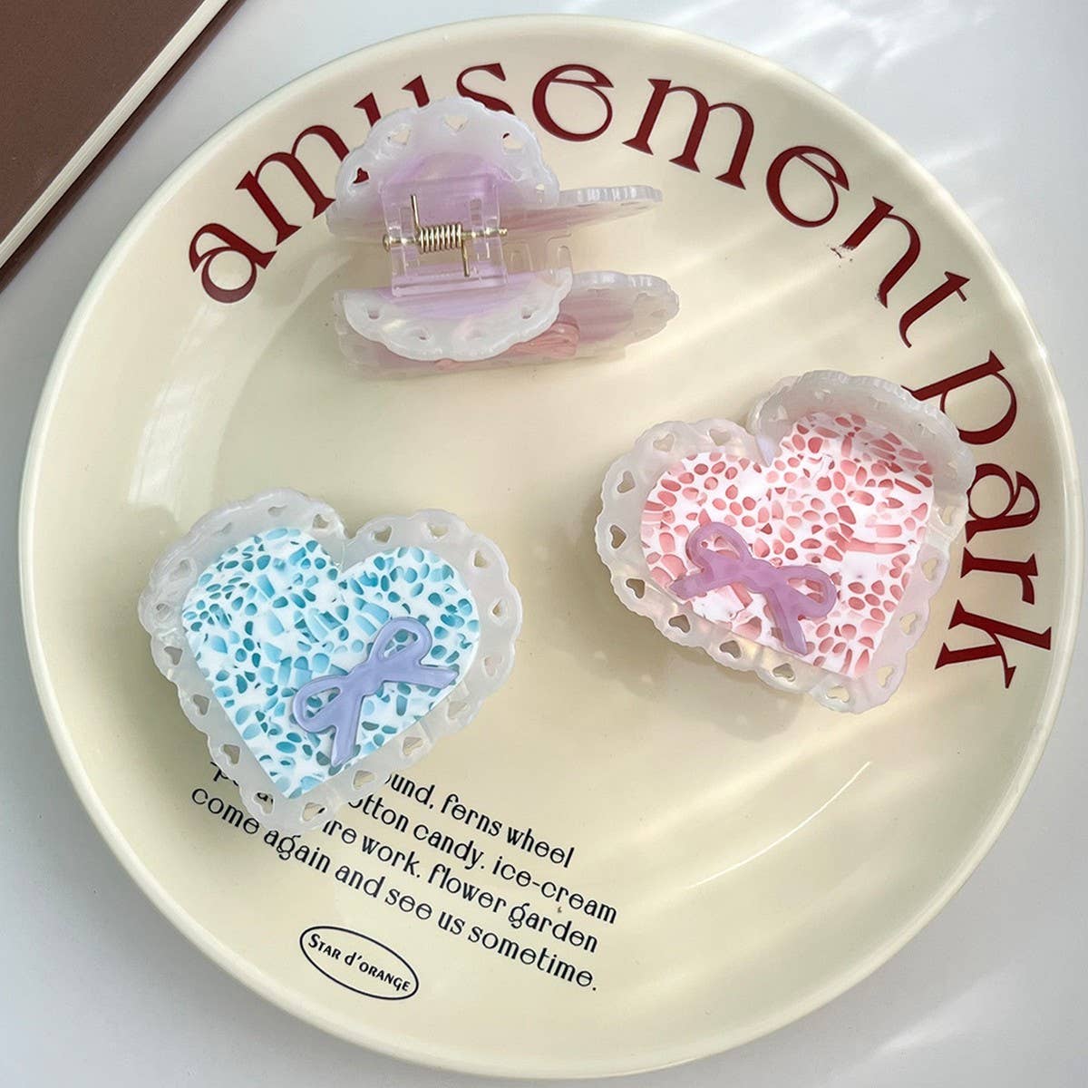 Elegant Bow Acetate Claw ? Cute Hollow Heart Clip