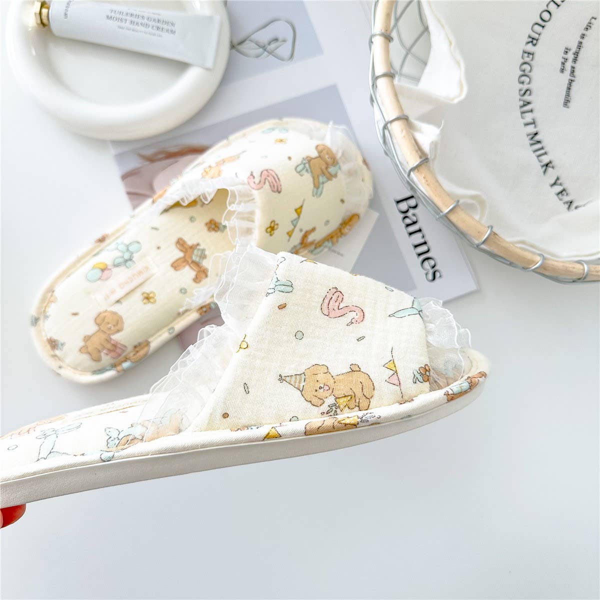 WOMEN'S LINEN BOTTOM NON-SLIP HOME SLIPPERS